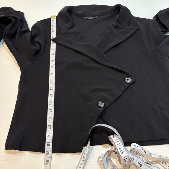 Bryn Walker Black Cropped Jacket Crossover Button Front Long Sleeve Lagenlook, S - Picture 15 of 15